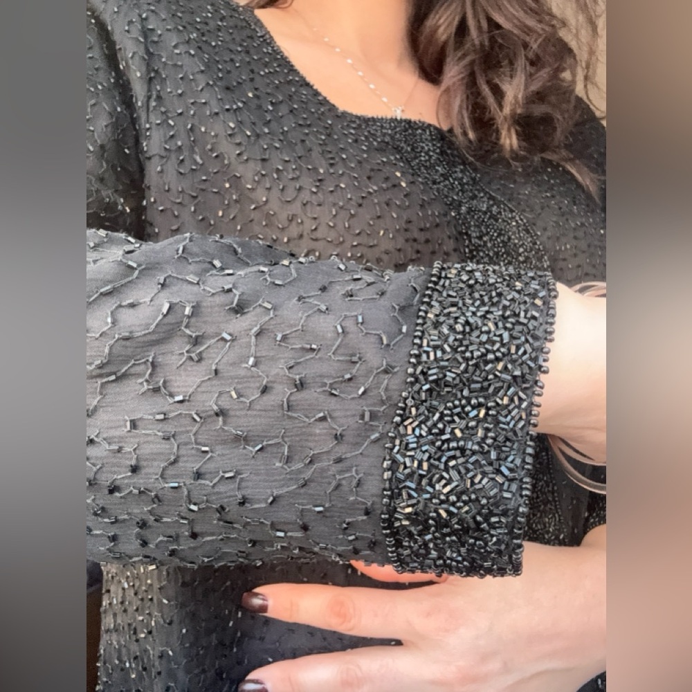 Elegant Black Beaded Blouse